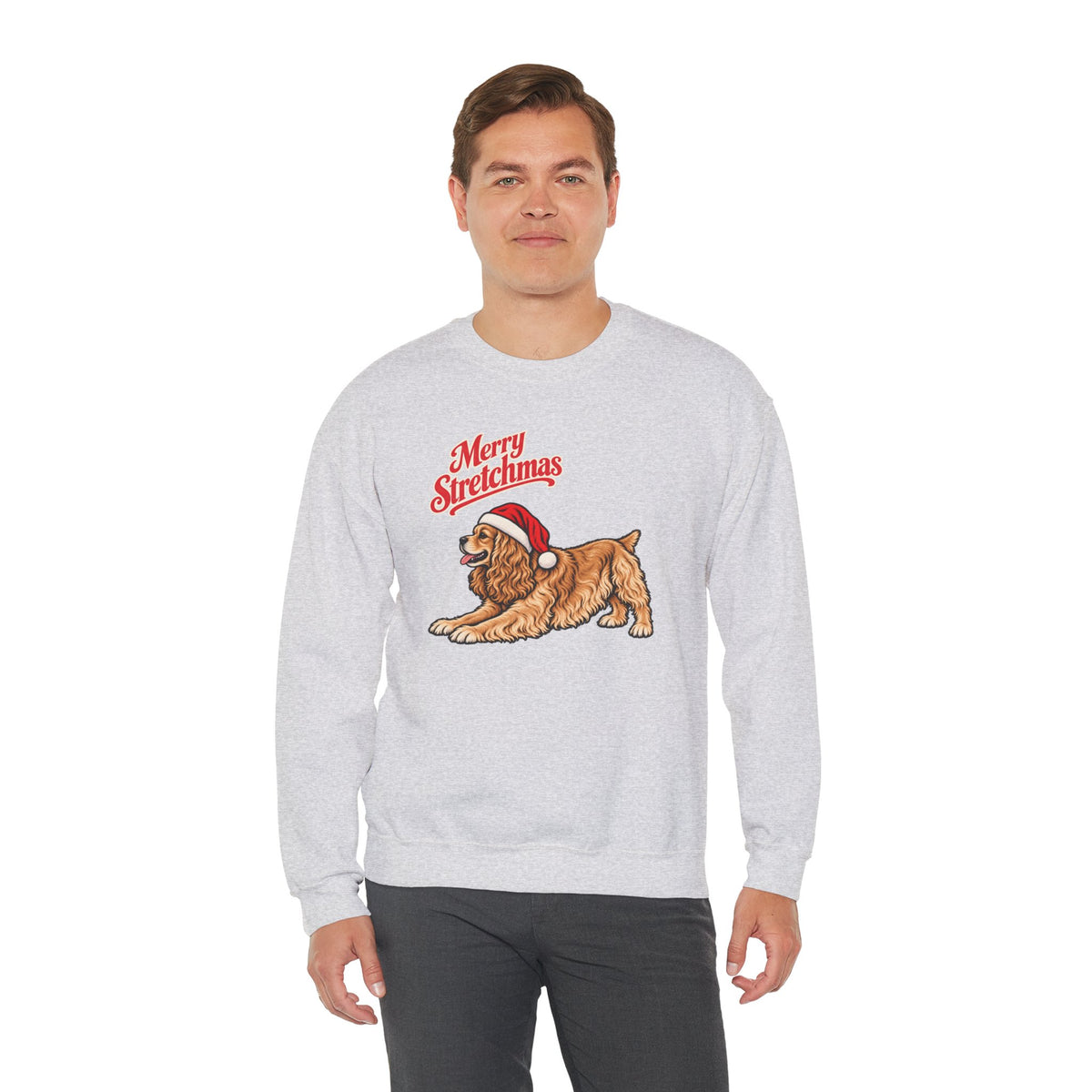 American Cocker Spaniel Christmas Sweatshirt | Merry Stretchmas (Docked Tail)