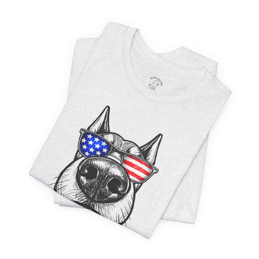Red, White & BOOP Doberman T-Shirt (Cropped Ears)