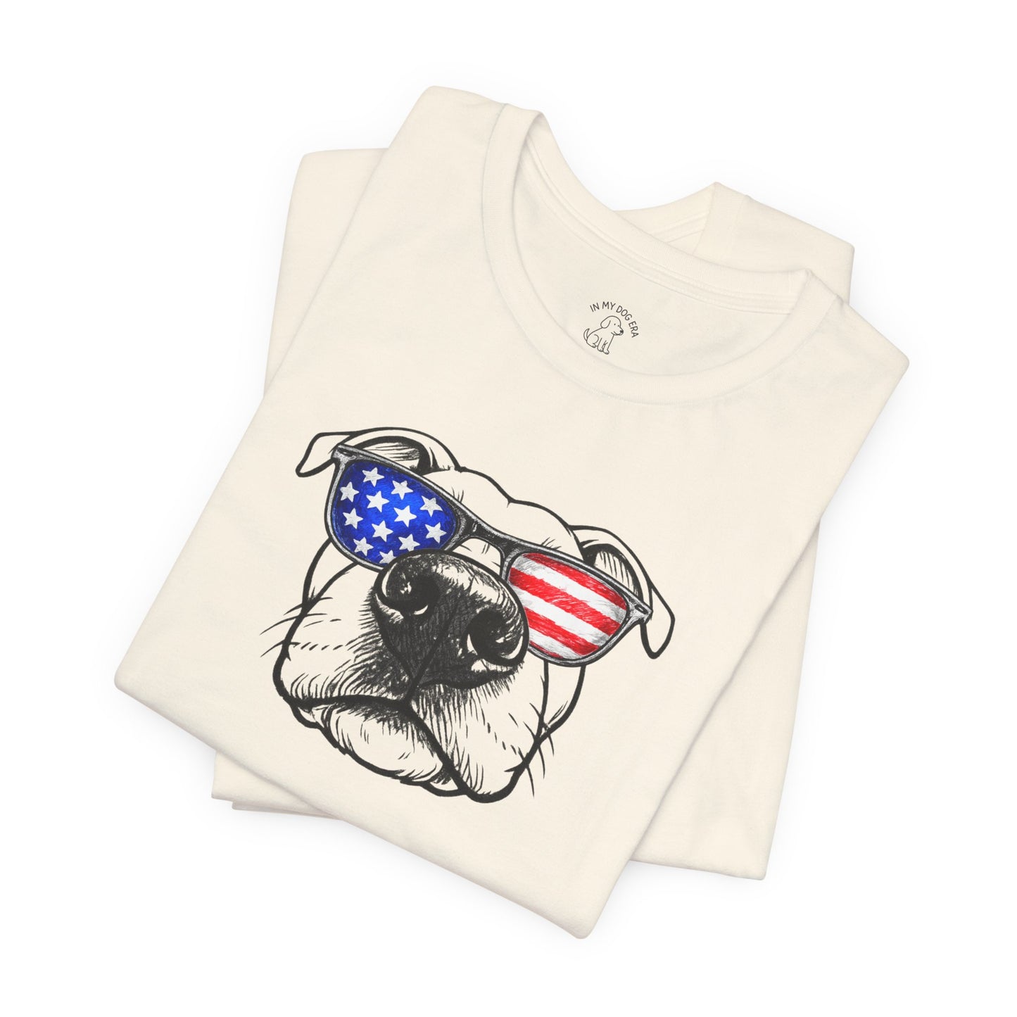 Red, White & BOOP Pit Bull T-Shirt (Natural Ears)