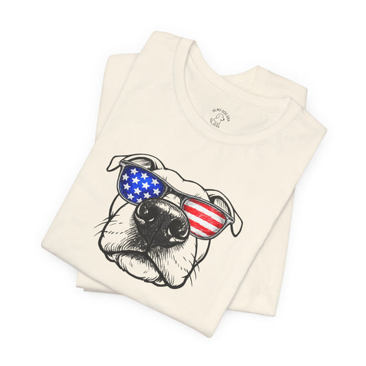 Red, White & BOOP Pit Bull T-Shirt (Natural Ears)