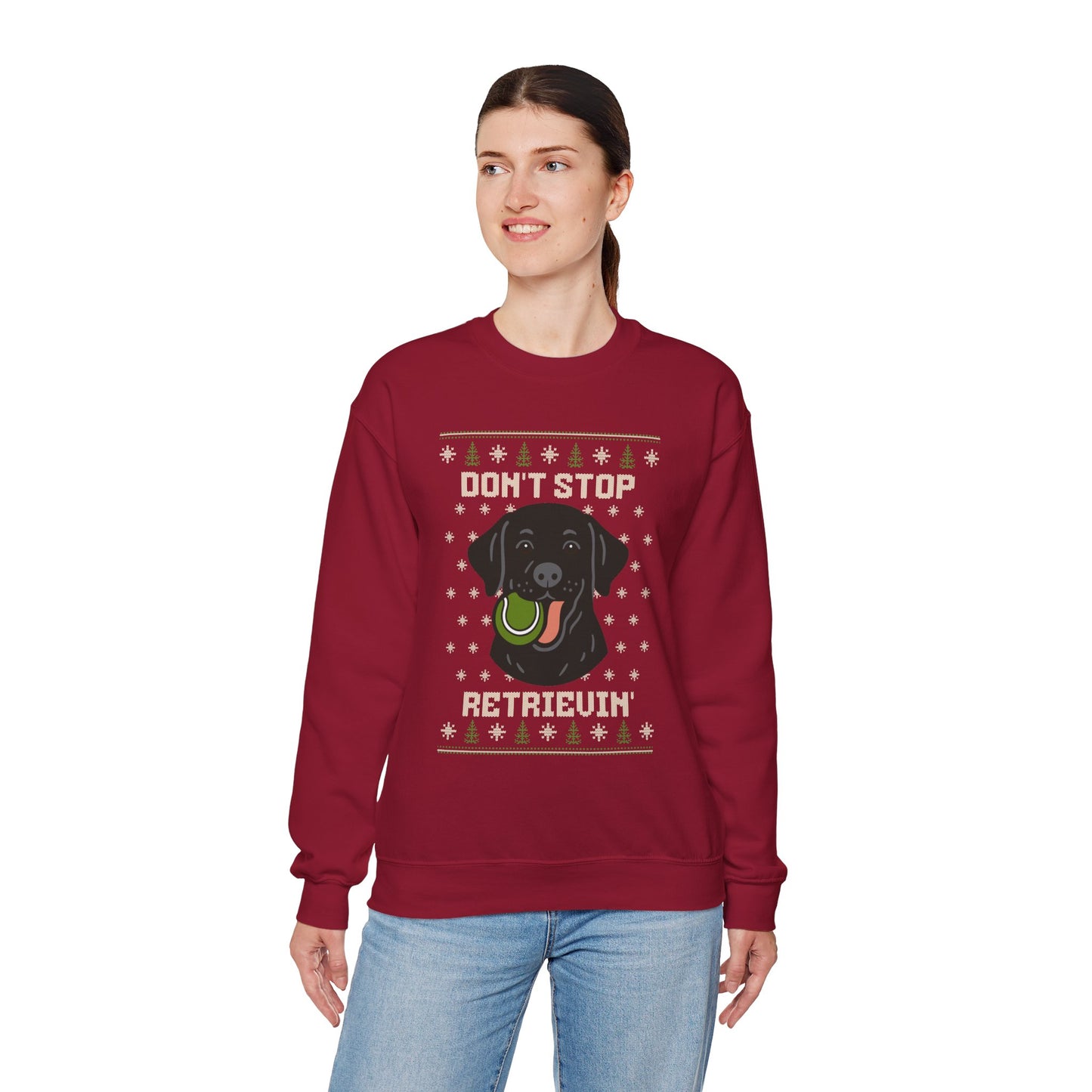Black Lab Don't Stop Retrievin' Christmas Sweatshirt
