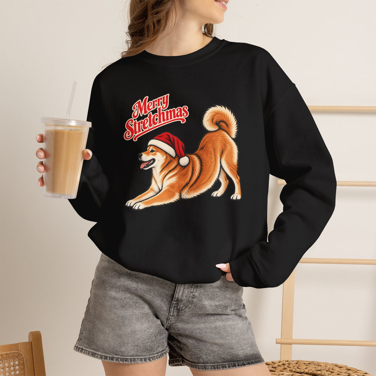 Shiba Inu Christmas Sweatshirt | Merry Stretchmas