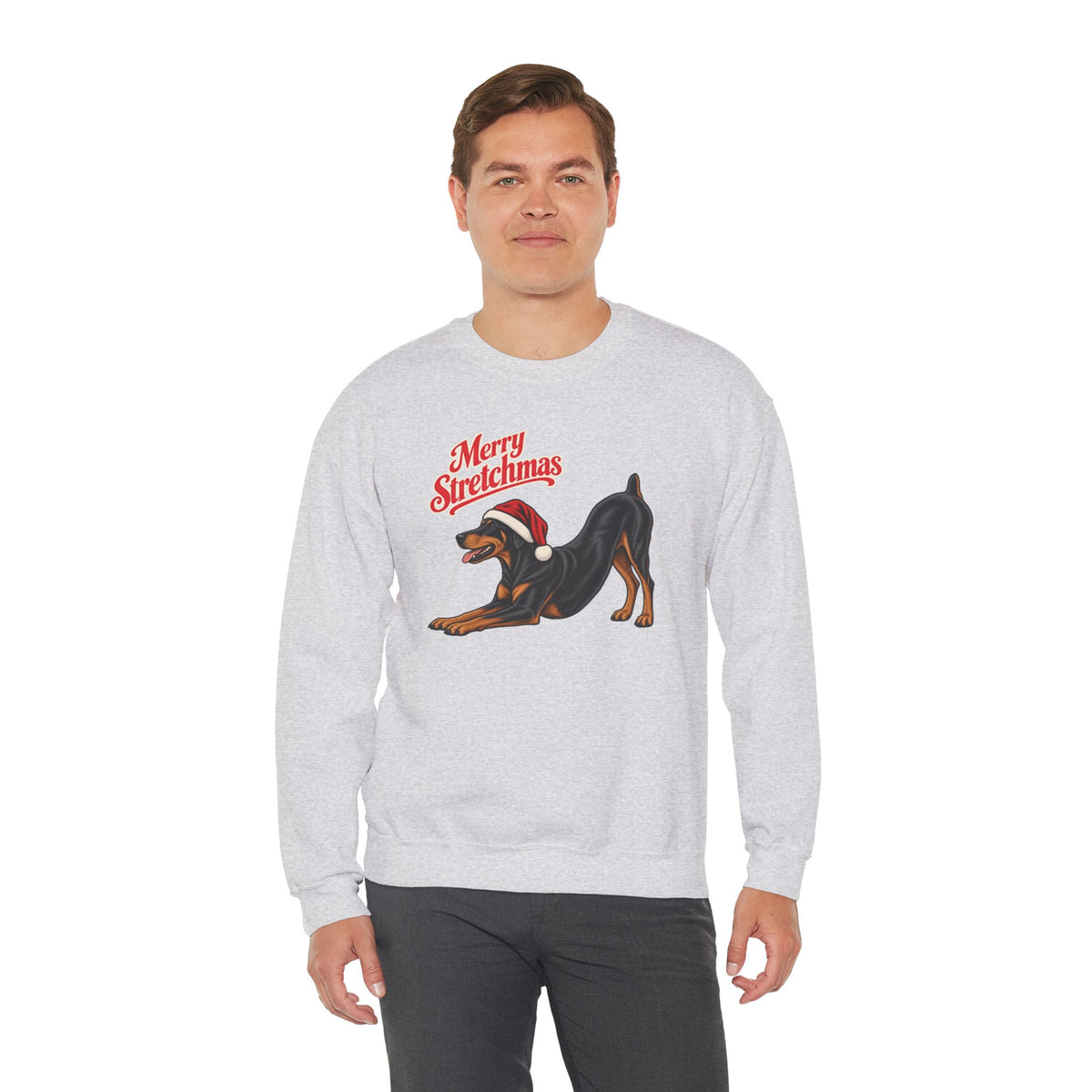 Doberman Christmas Sweatshirt | Merry Stretchmas (Docked Tail)