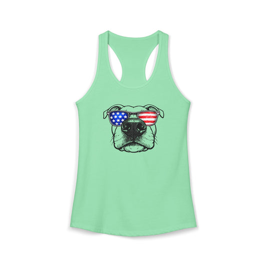 Red, White & BOOP Pit Bull - Women's Racerback Tanktop (Natural Ears)