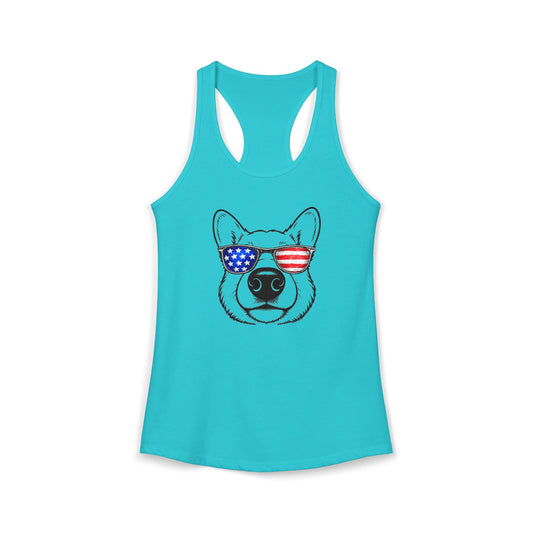 Red, White & BOOP Corgi - Women's Racerback Tanktop