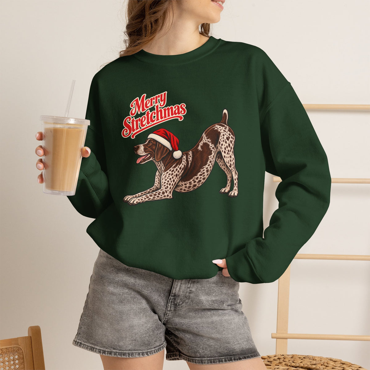 German Shorthaired Pointer Christmas Sweatshirt | Merry Stretchmas