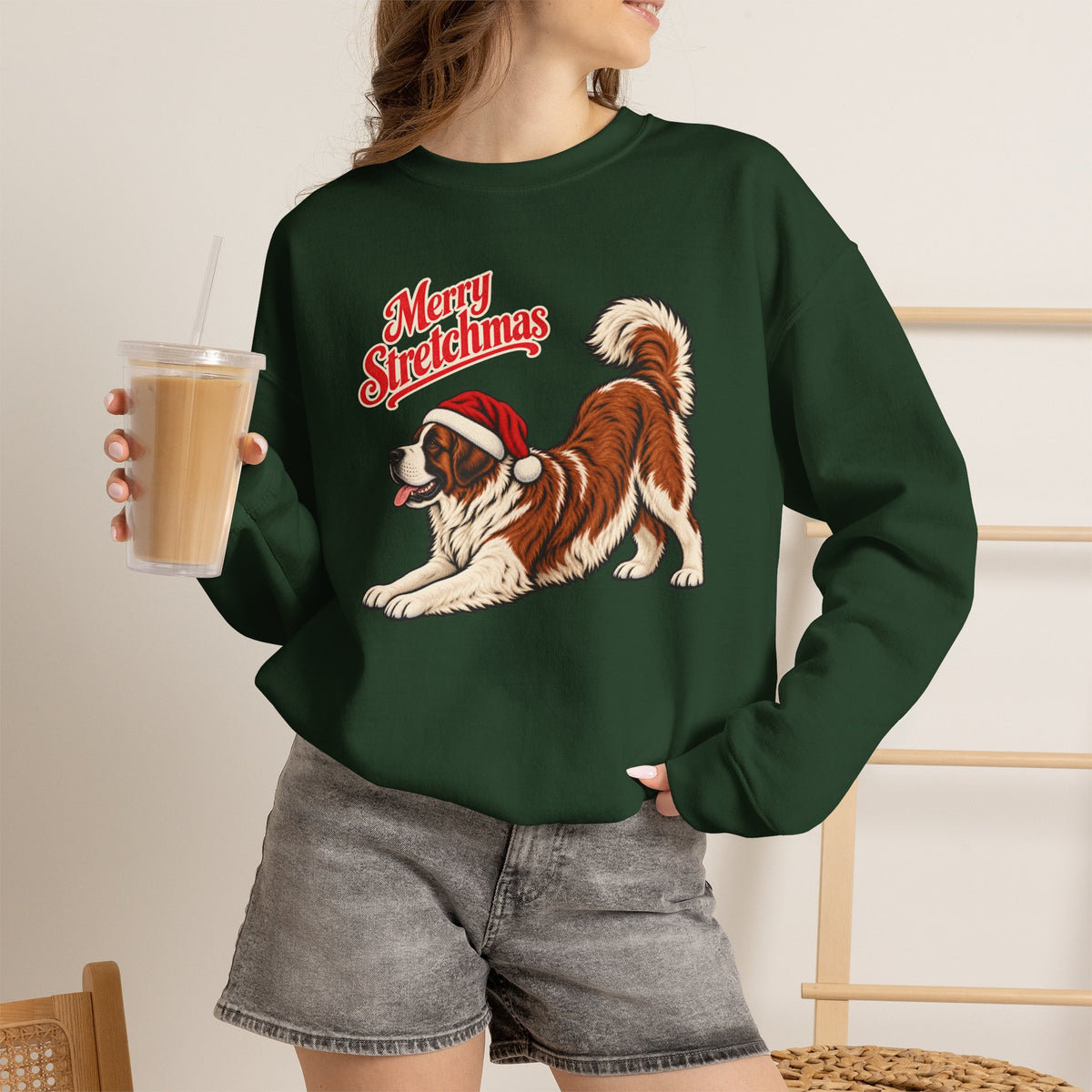 Saint Bernard Christmas Sweatshirt | Merry Stretchmas