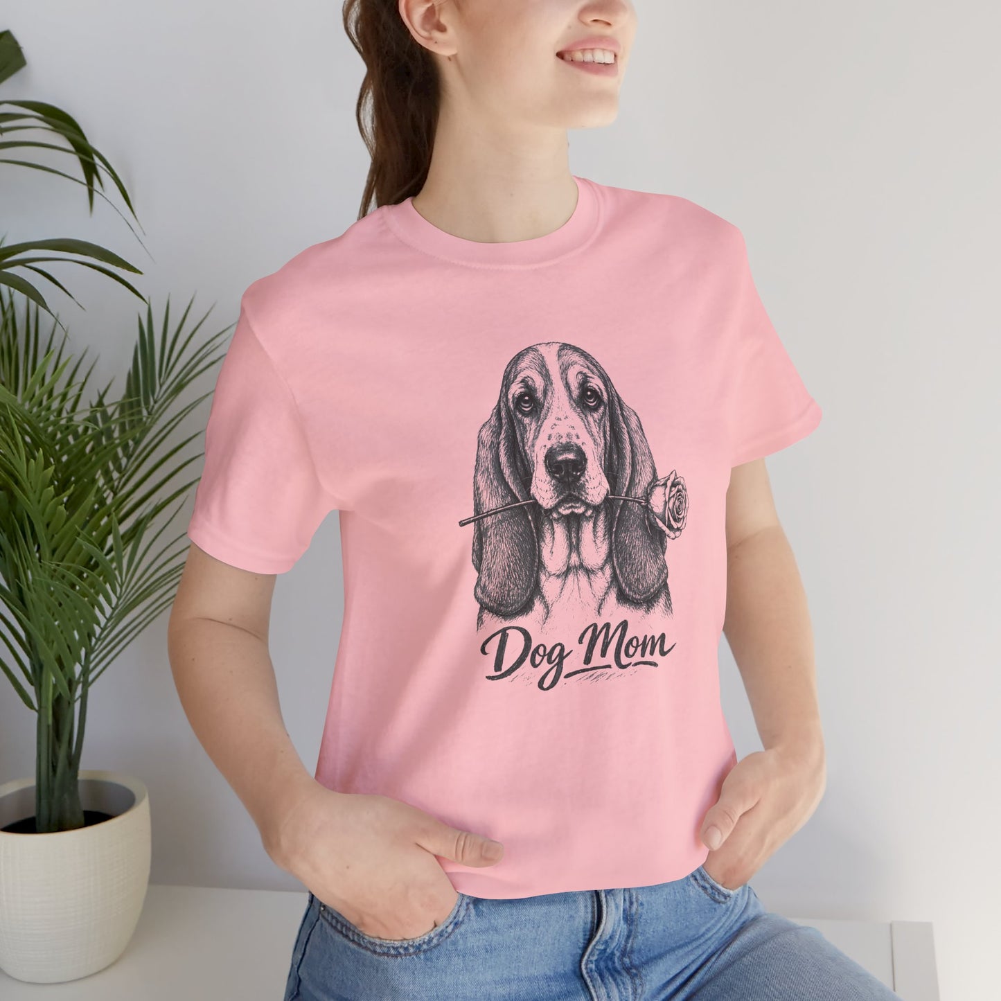 Basset Hound Dog Mom T-Shirt (Rose Collection)