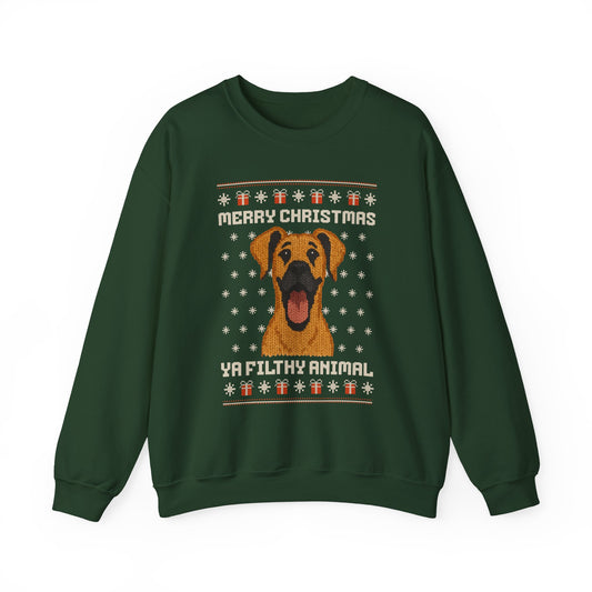 Great Dane Merry Christmas Ya Filthy Animal Ugly Christmas Sweatshirt