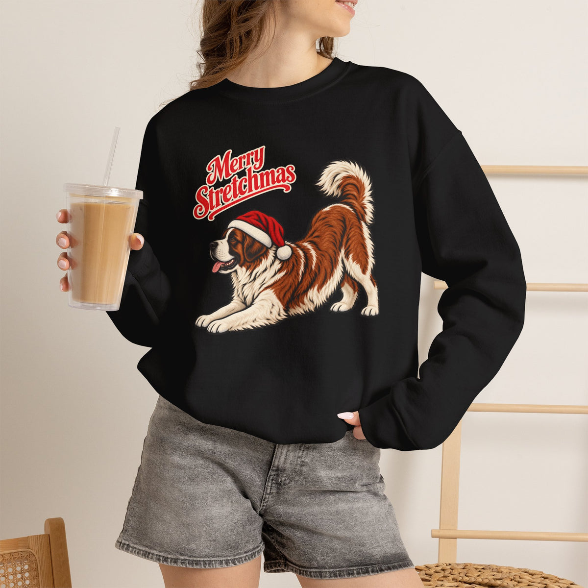 Saint Bernard Christmas Sweatshirt | Merry Stretchmas