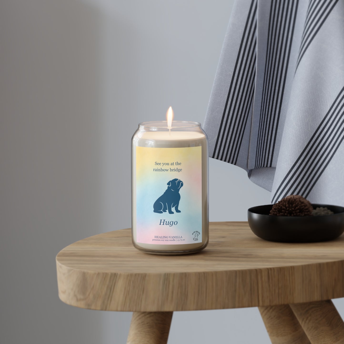 English Bulldog Rainbow Bridge Personalized Memorial Candle