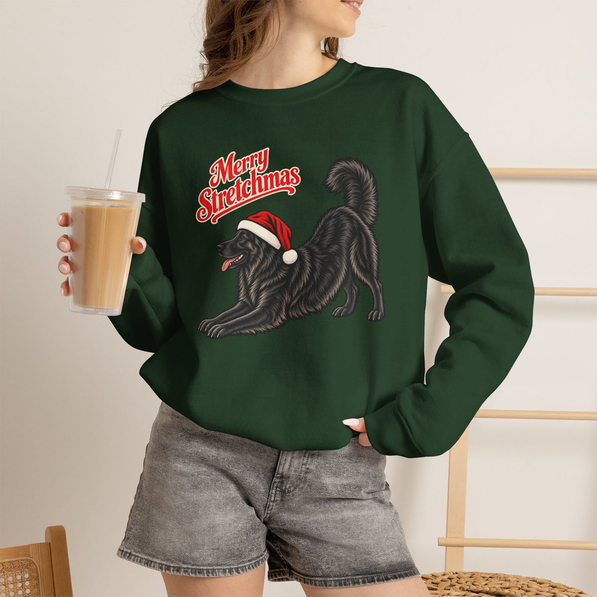 Black German Shepherd Christmas Sweatshirt | Merry Stretchmas