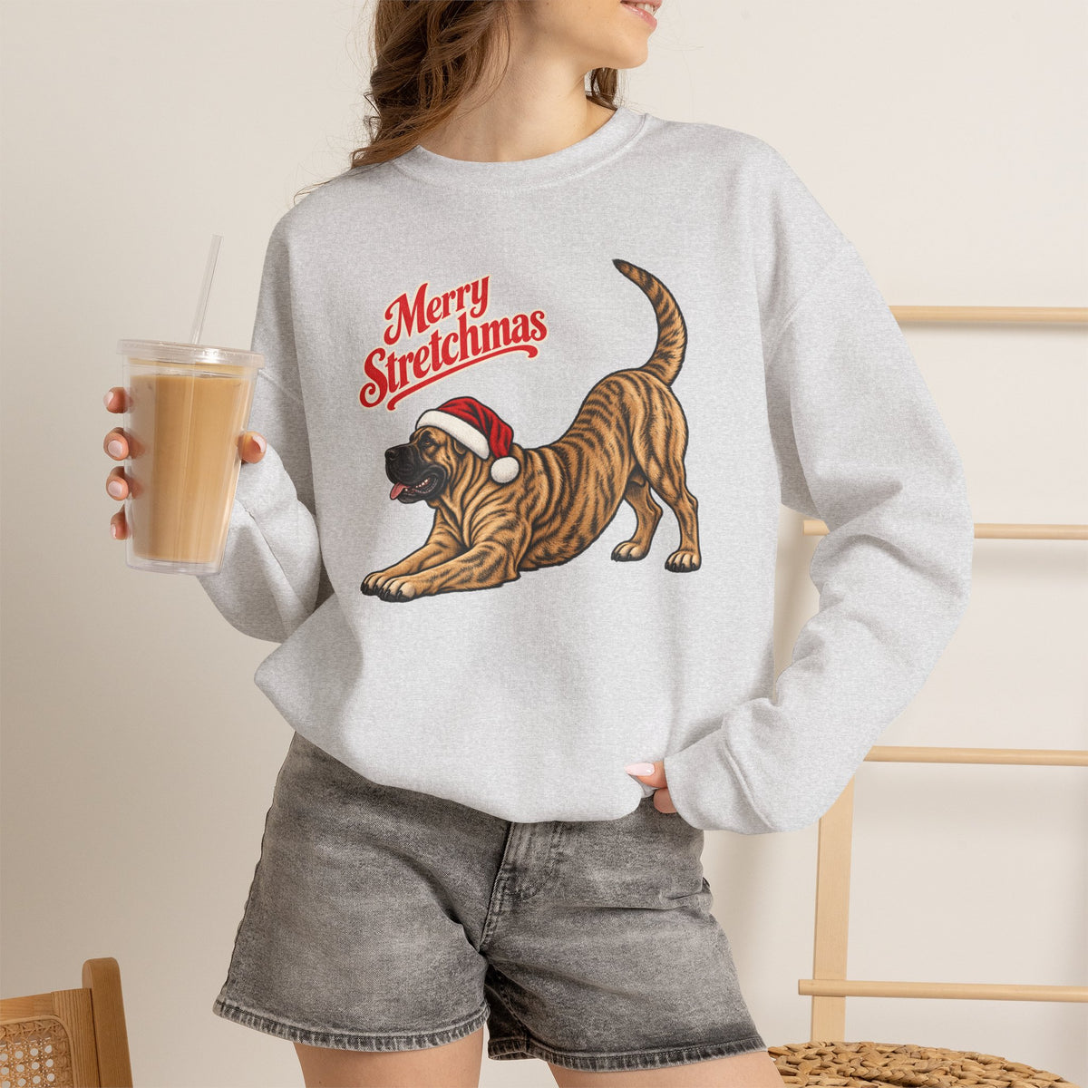 Presa Canario Christmas Sweatshirt | Merry Stretchmas