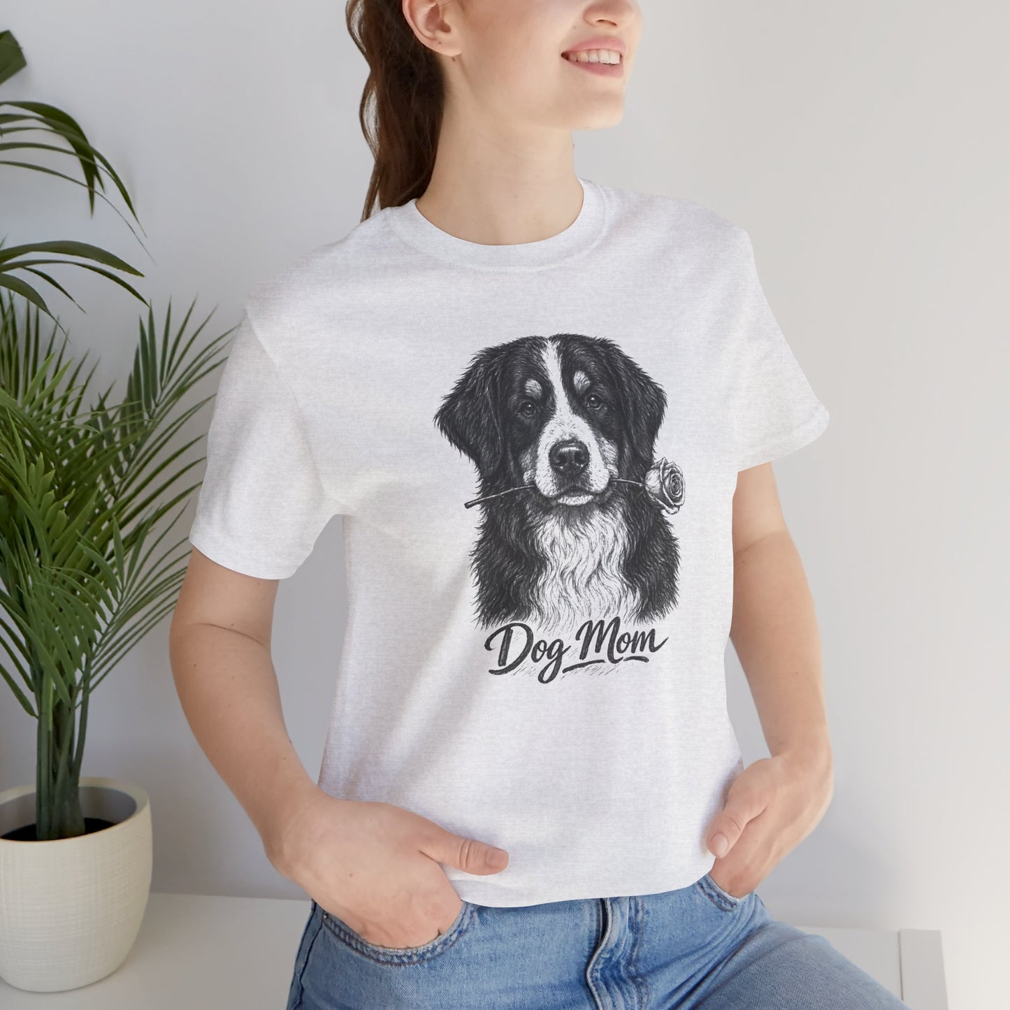 Bernese Mountain Dog Dog Mom T-Shirt (Rose Collection)