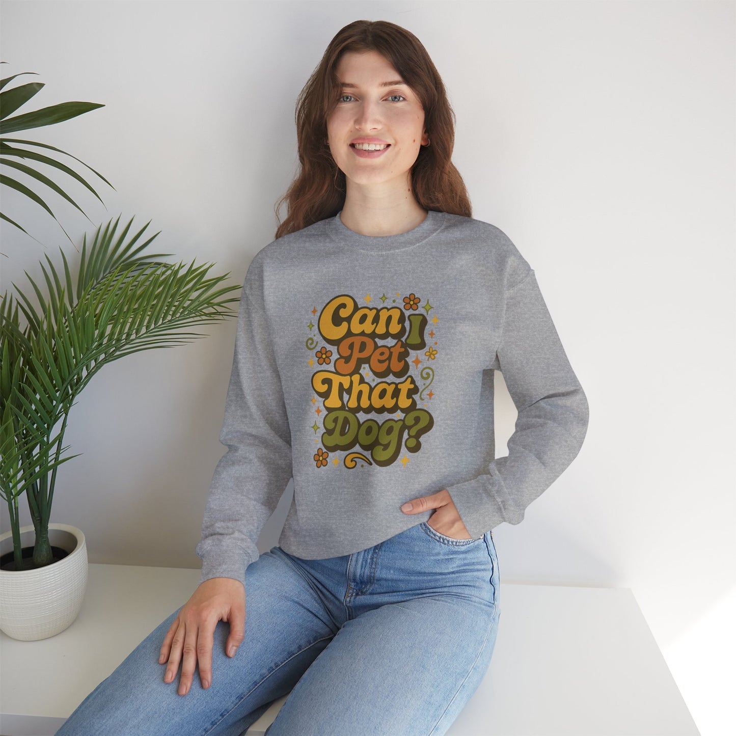 Vintage 70s “Can I Pet That Dog?” Sweatshirt — Retro Dog Lover Sweatshirt