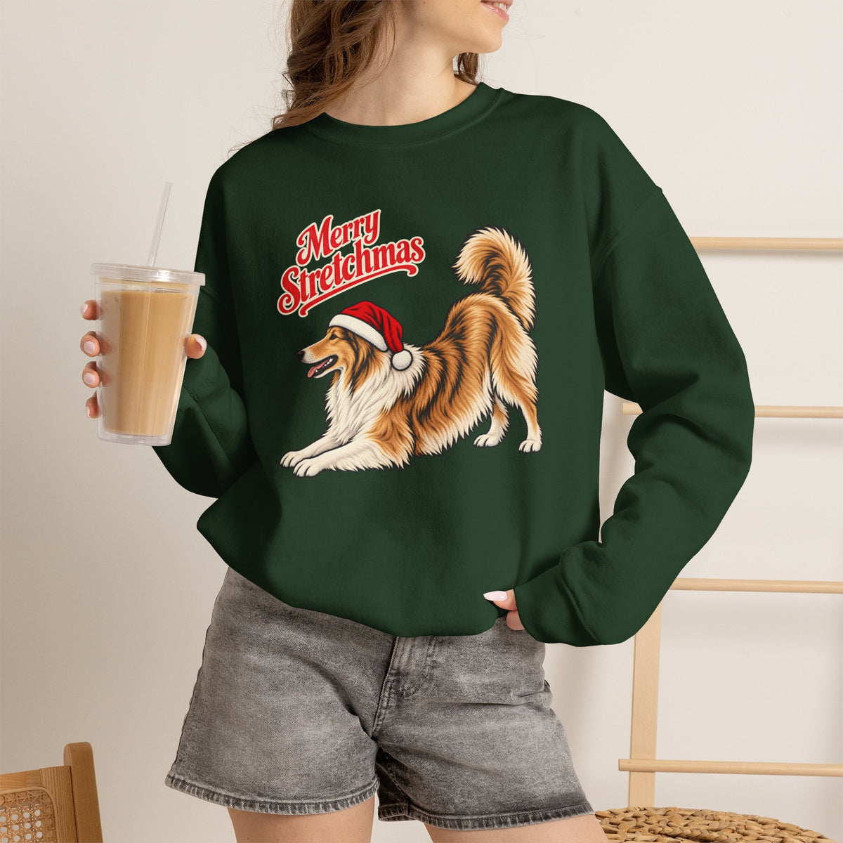 Rough Collie Christmas Sweatshirt | Merry Stretchmas