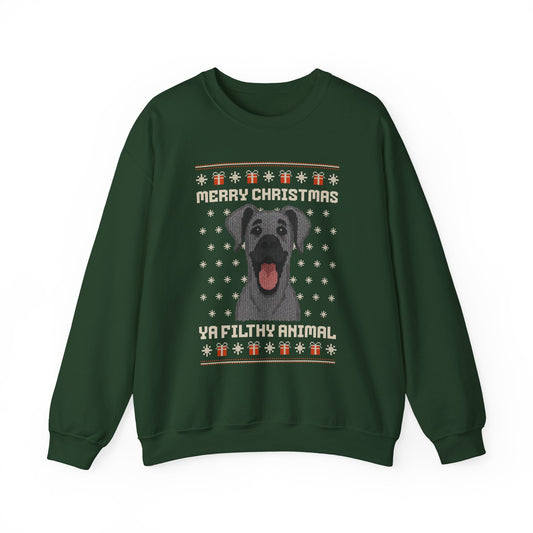 Great Dane Merry Christmas Ya Filthy Animal Ugly Christmas Sweatshirt (Style 2)