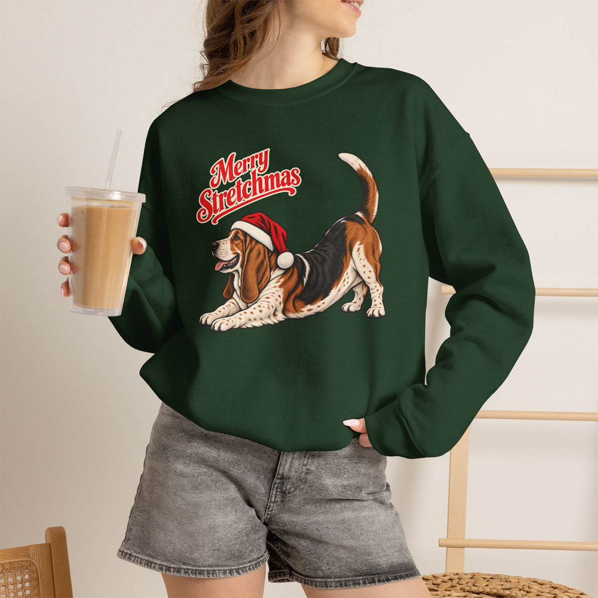 Basset Hound Christmas Sweatshirt | Merry Stretchmas