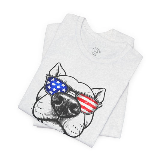 Red, White & BOOP Pit Bull T-Shirt (Cropped Ears)