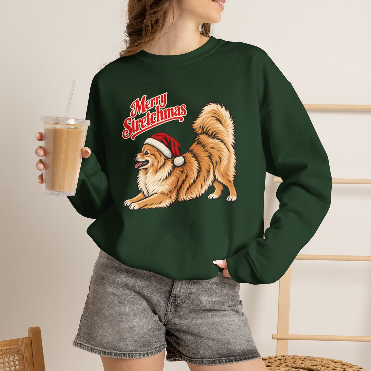 Pomeranian Christmas Sweatshirt | Merry Stretchmas