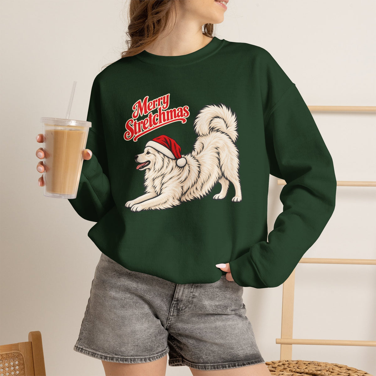 American Eskimo Dog Christmas Sweatshirt | Merry Stretchmas