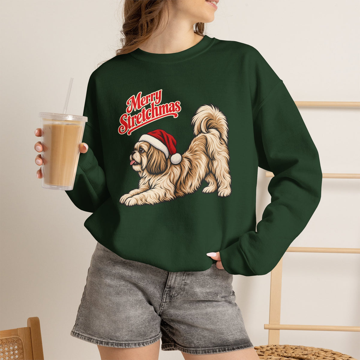 Shih Tzu Christmas Sweatshirt | Merry Stretchmas