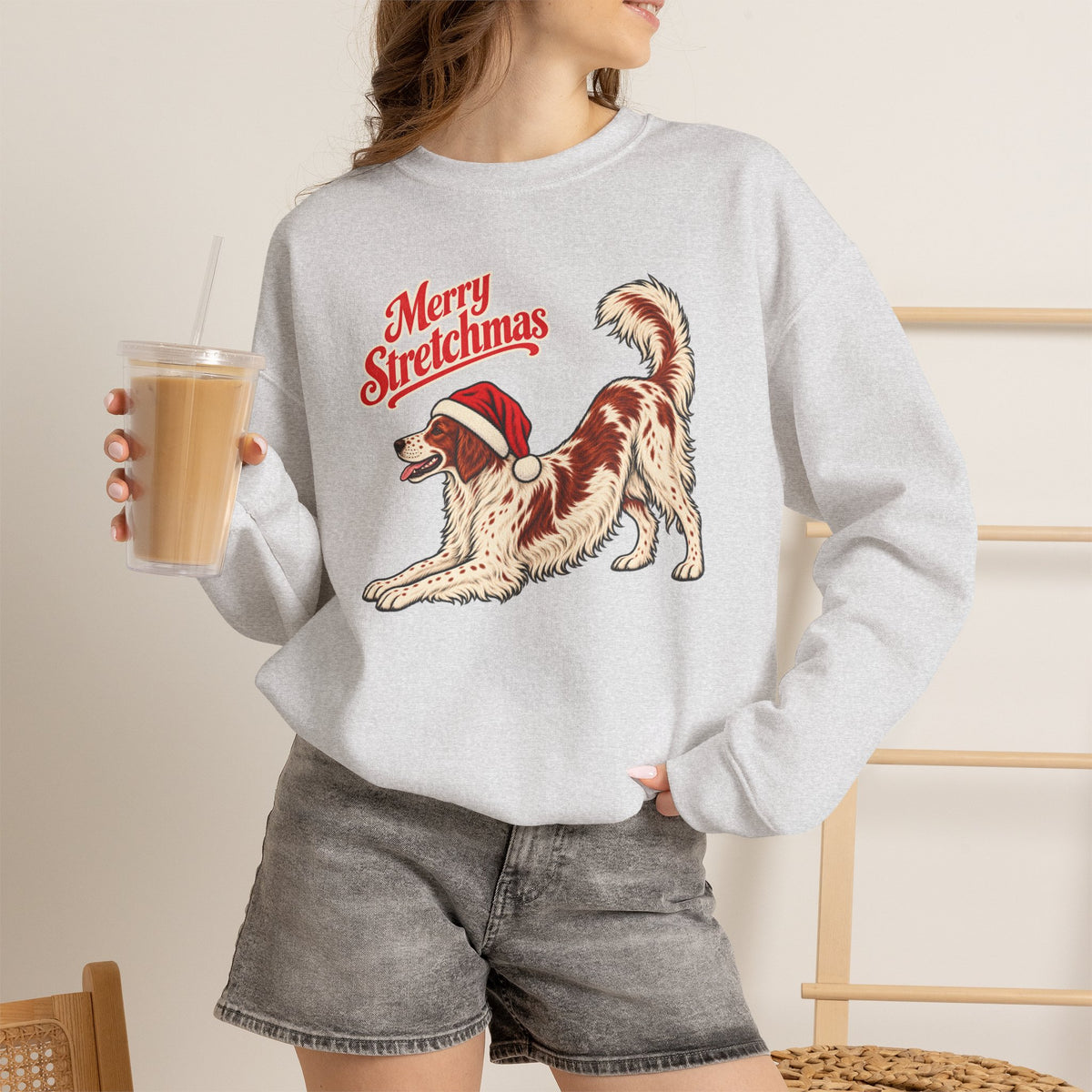 Irish Red and White Setter Christmas Sweatshirt | Merry Stretchmas