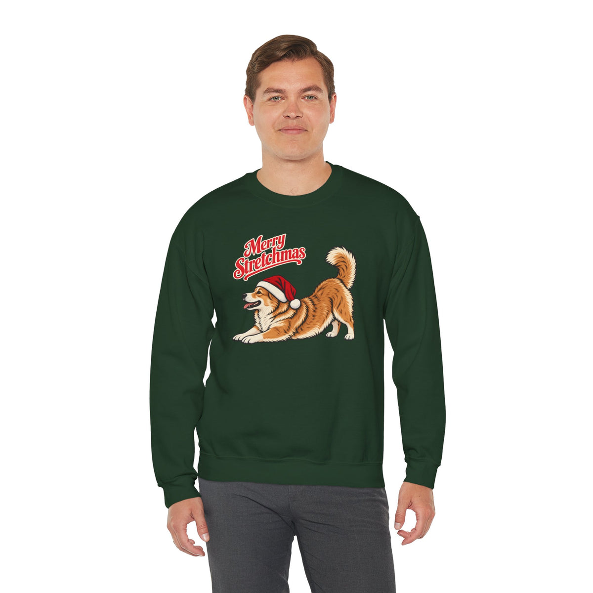 Corgi Christmas Sweatshirt | Merry Stretchmas (Natural Tail)