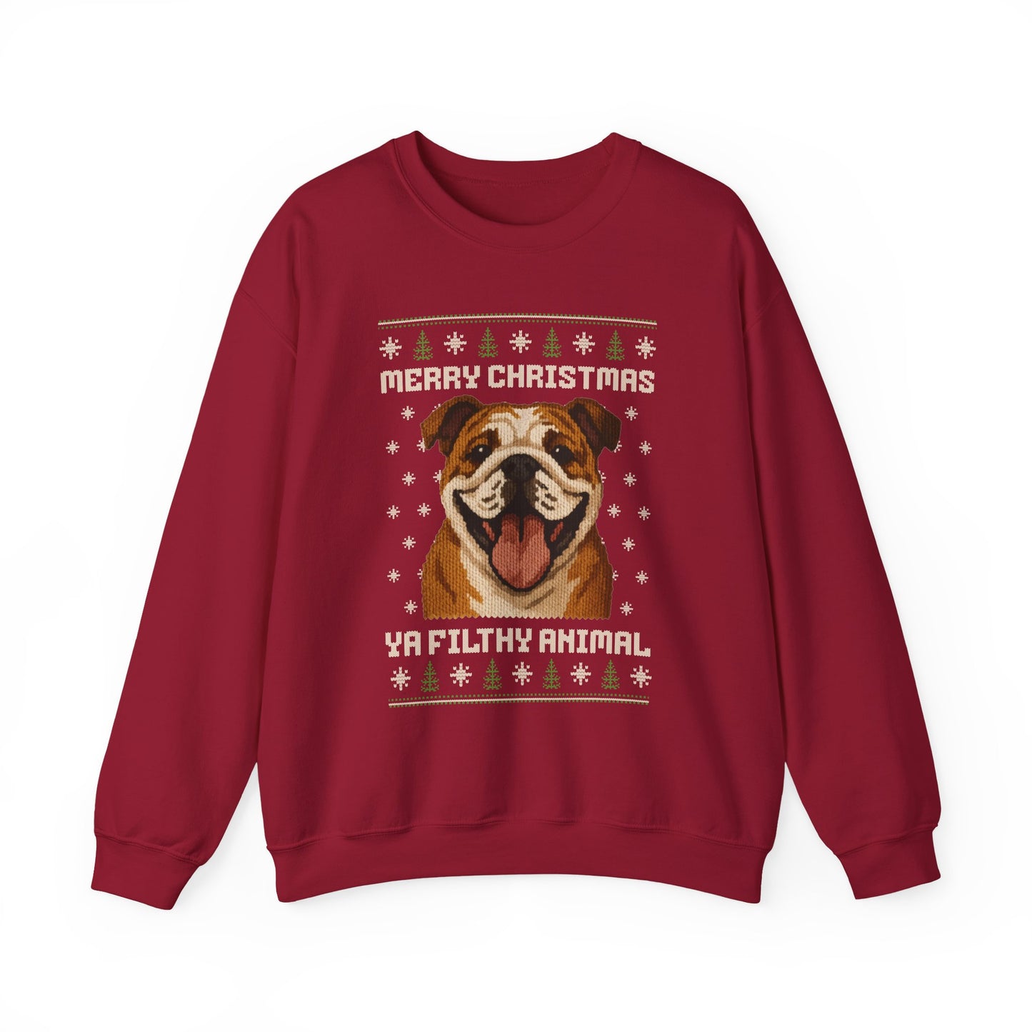 English Bulldog Merry Christmas Ya Filthy Animal Ugly Christmas Sweatshirt