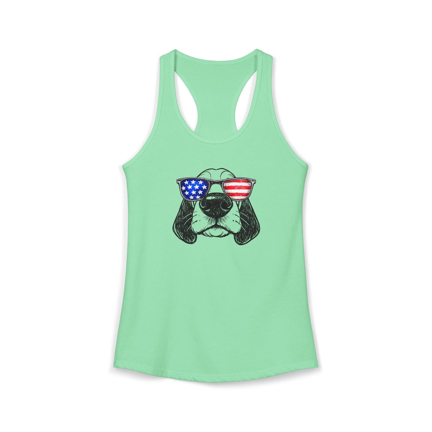 Red, White & BOOP Basset Hound - Women's Racerback Tanktop
