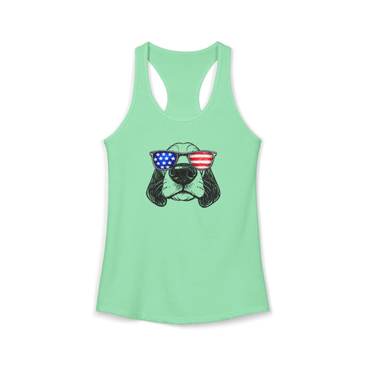 Red, White & BOOP Basset Hound - Women's Racerback Tanktop
