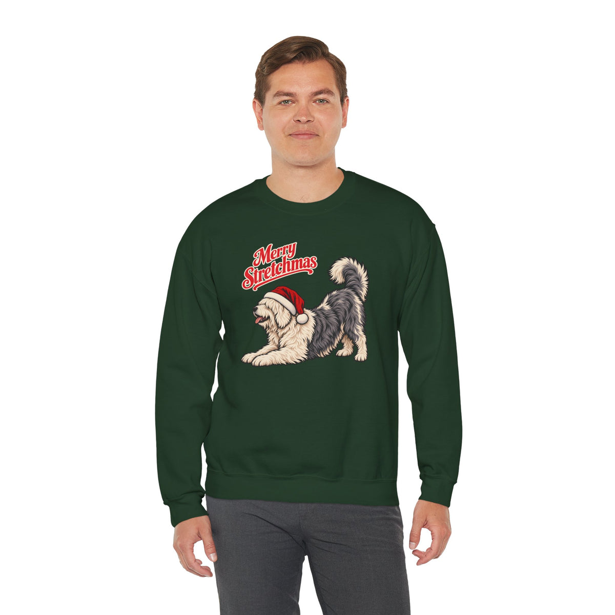 Old English Sheepdog Christmas Sweatshirt | Merry Stretchmas