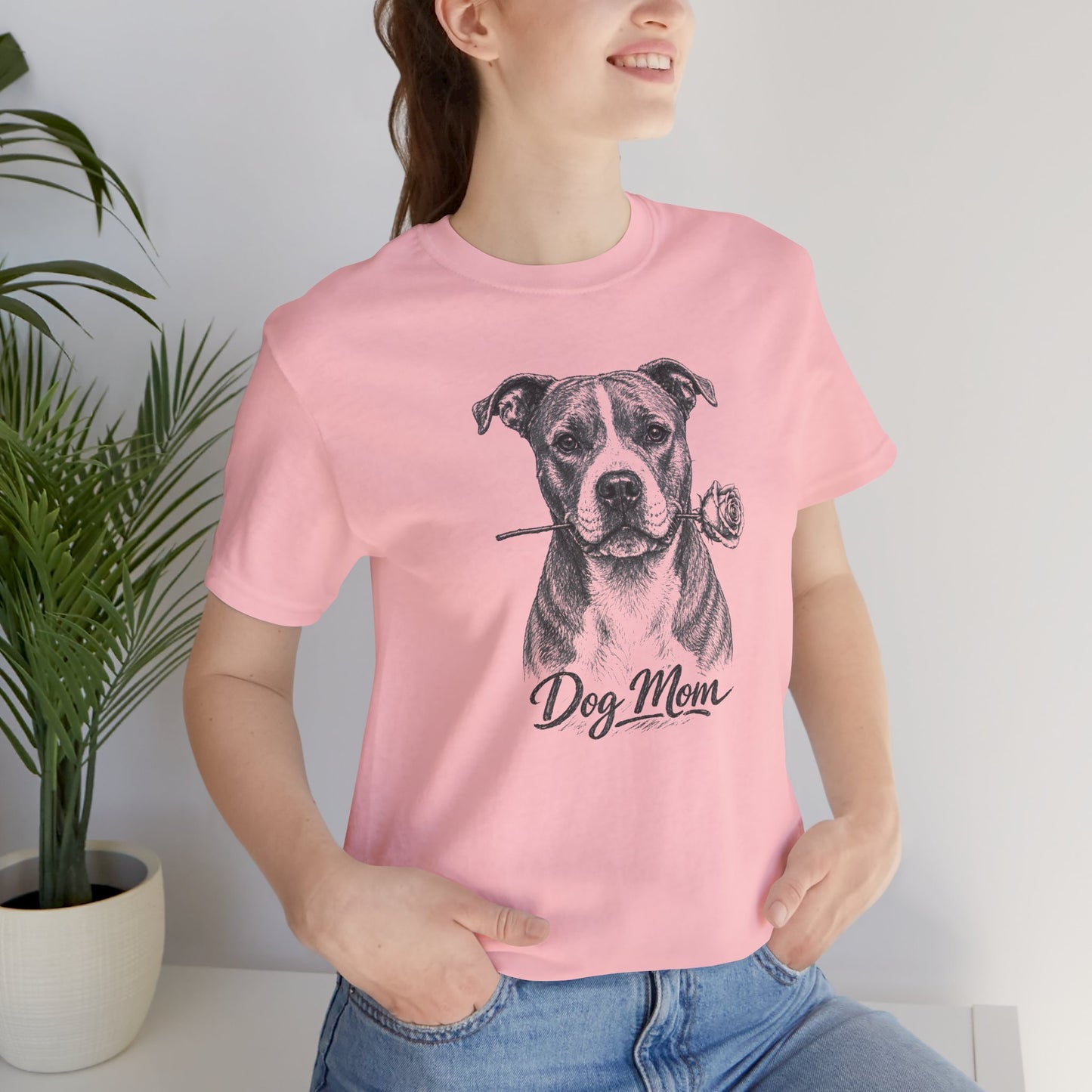 American Staffordshire Terrier Dog Mom T-Shirt (Rose Collection)