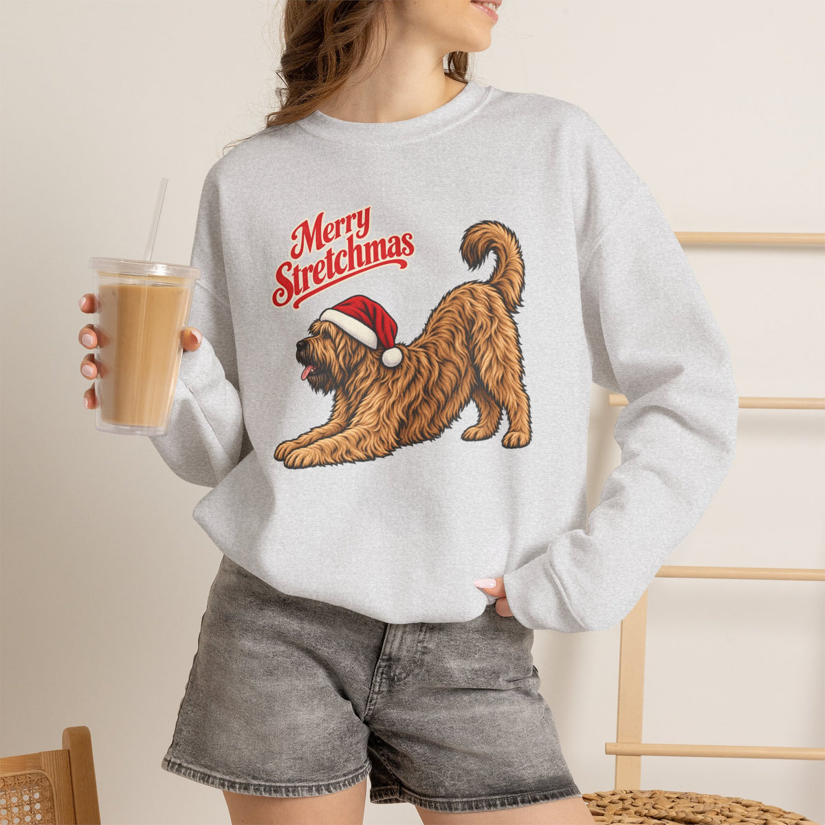 Briard Christmas Sweatshirt | Merry Stretchmas