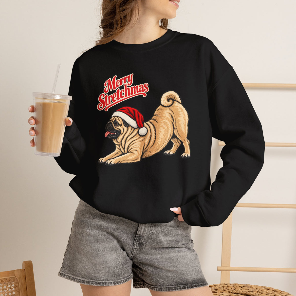 Pug Christmas Sweatshirt | Merry Stretchmas