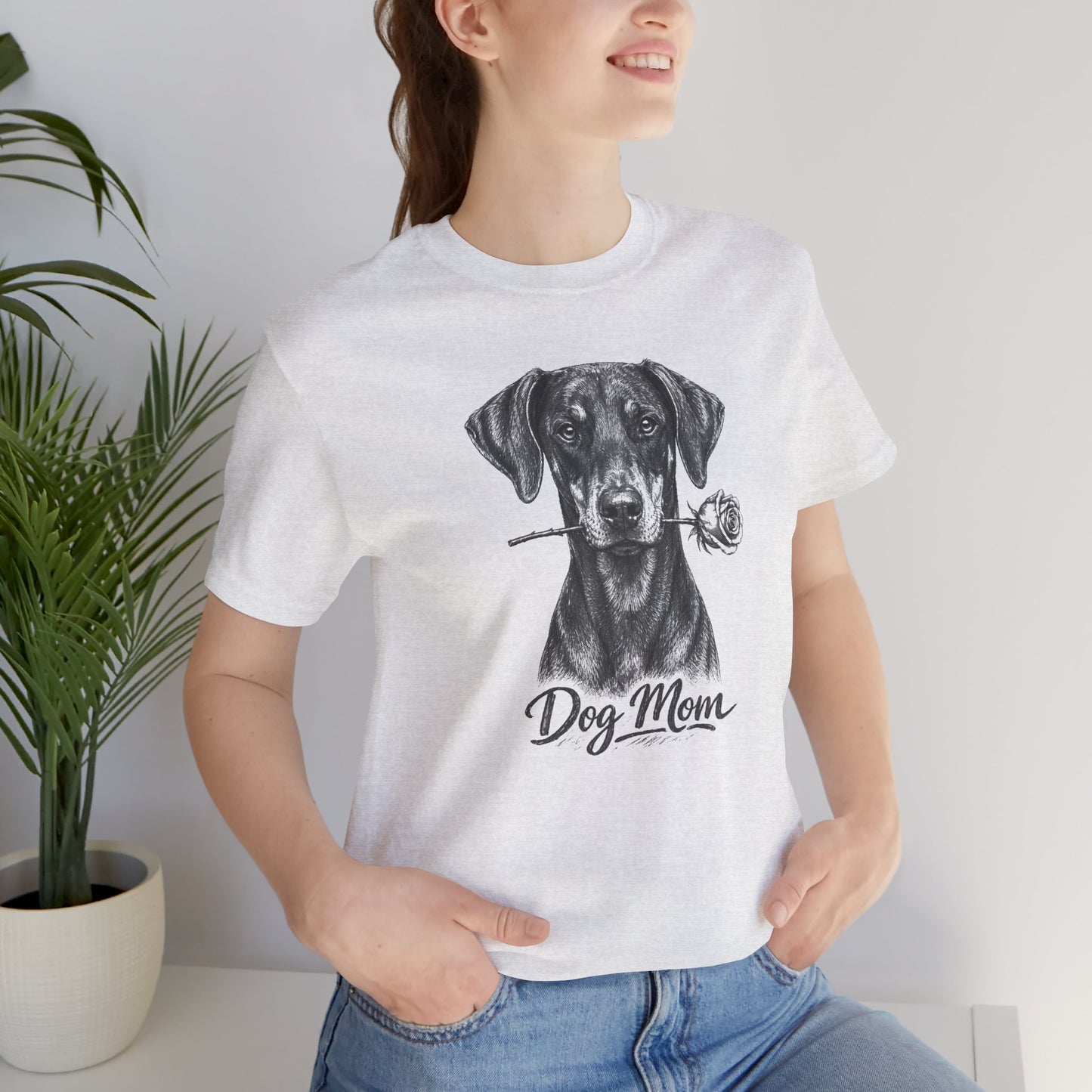 Doberman Dog Mom T-Shirt (Rose Collection) - Natural Ears