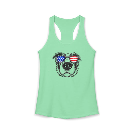 Red, White & BOOP Border Collie - Women's Racerback Tanktop