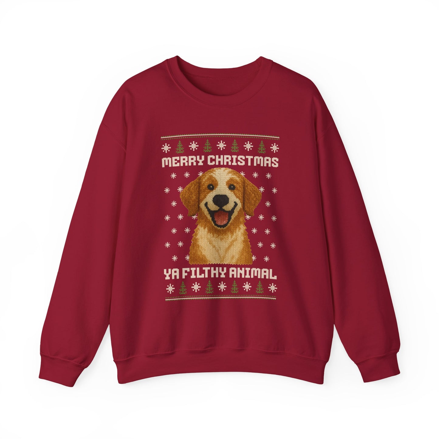 Doodle Merry Christmas Ya Filthy Animal Ugly Christmas Sweatshirt — Labradoodle / Goldendoodle (Style 3)