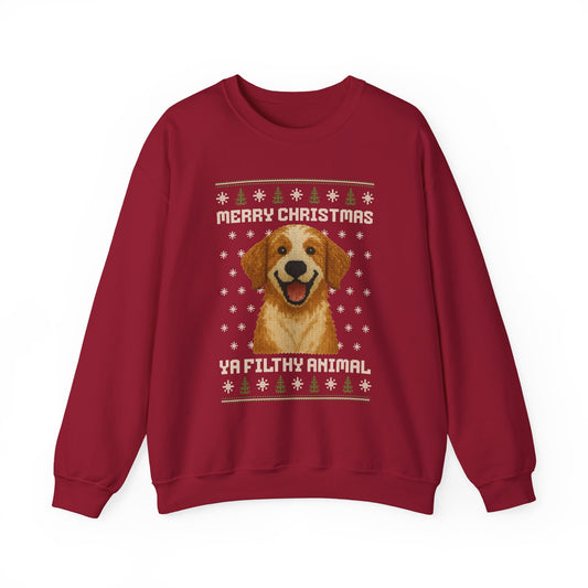 Doodle Merry Christmas Ya Filthy Animal Ugly Christmas Sweatshirt — Labradoodle / Goldendoodle (Style 3)