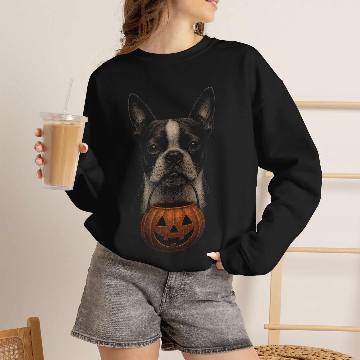 Boston Terrier Halloween Sweatshirt – Boop or Treat