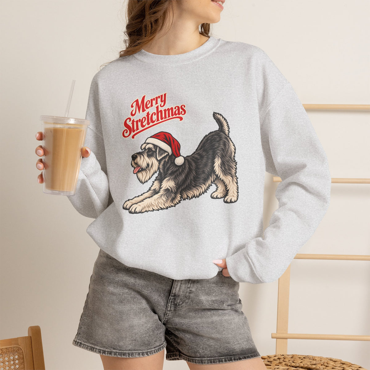 Miniature Schnauzer Christmas Sweatshirt | Merry Stretchmas