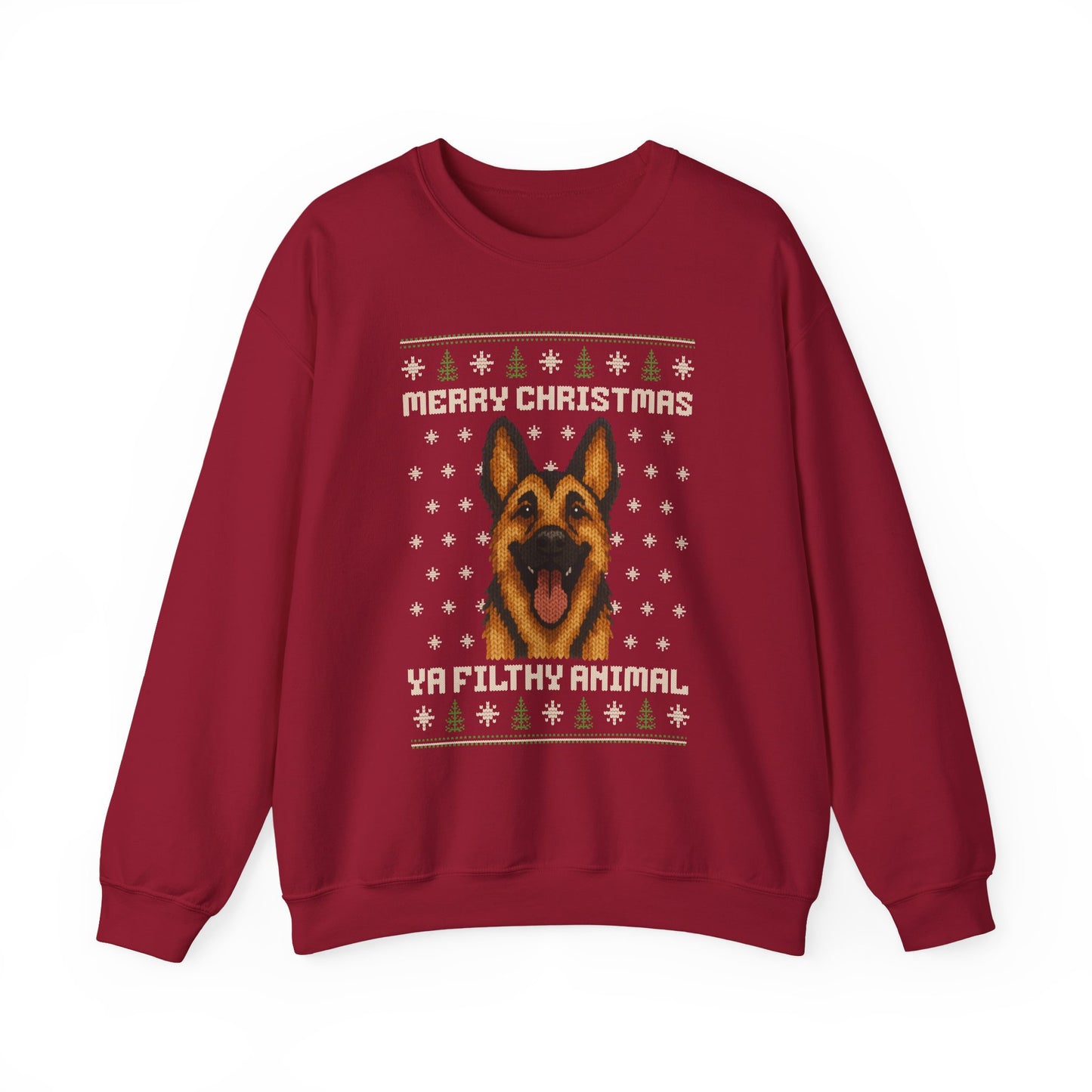 German Shepherd Merry Christmas Ya Filthy Animal Ugly Christmas Sweatshirt