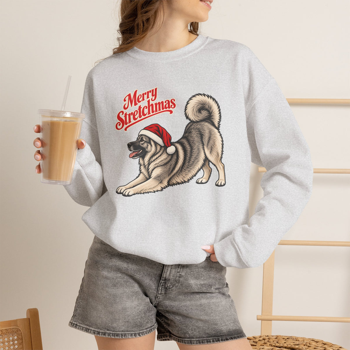 Norwegian Elkhound Christmas Sweatshirt | Merry Stretchmas