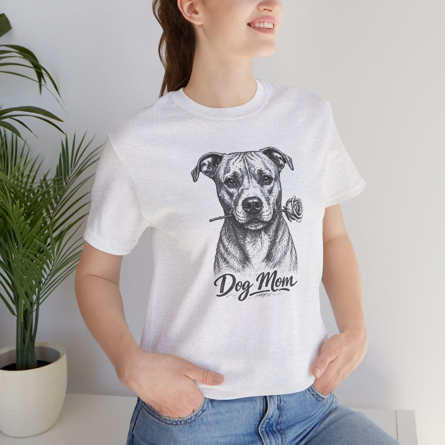 Pit Bull Dog Mom T-Shirt (Rose Collection)