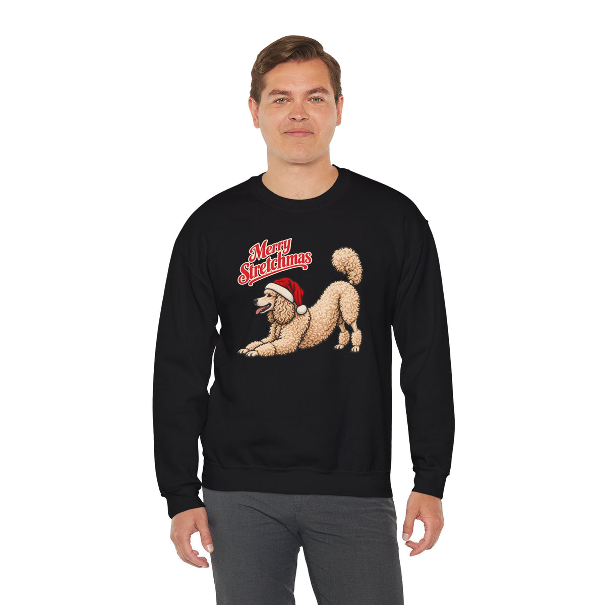 White Poodle Christmas Sweatshirt | Merry Stretchmas