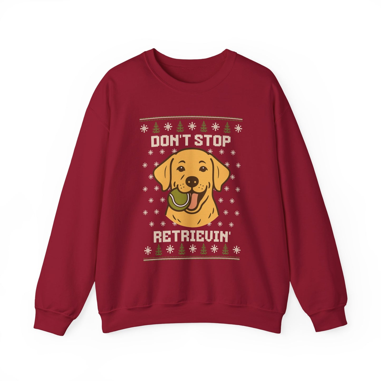 Yellow Lab Don't Stop Retrievin' Christmas Sweatshirt