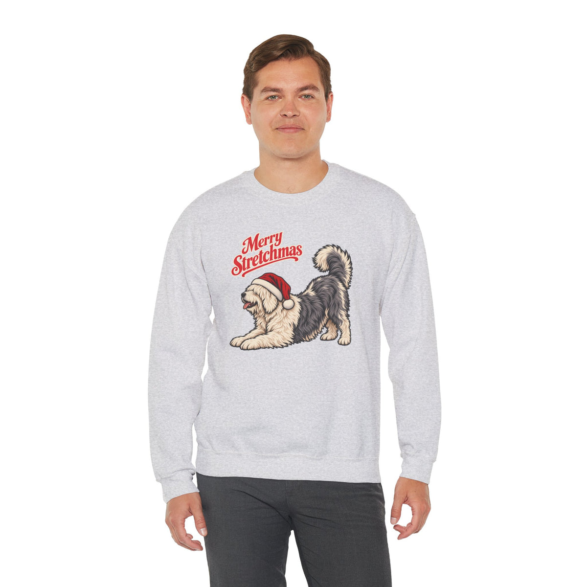 Old English Sheepdog Christmas Sweatshirt | Merry Stretchmas