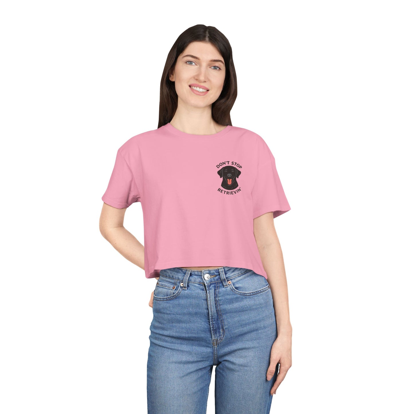 Don’t Stop Retrievin’ Black Lab Crop Tee – Funny Labrador Retriever Dog Lover Top