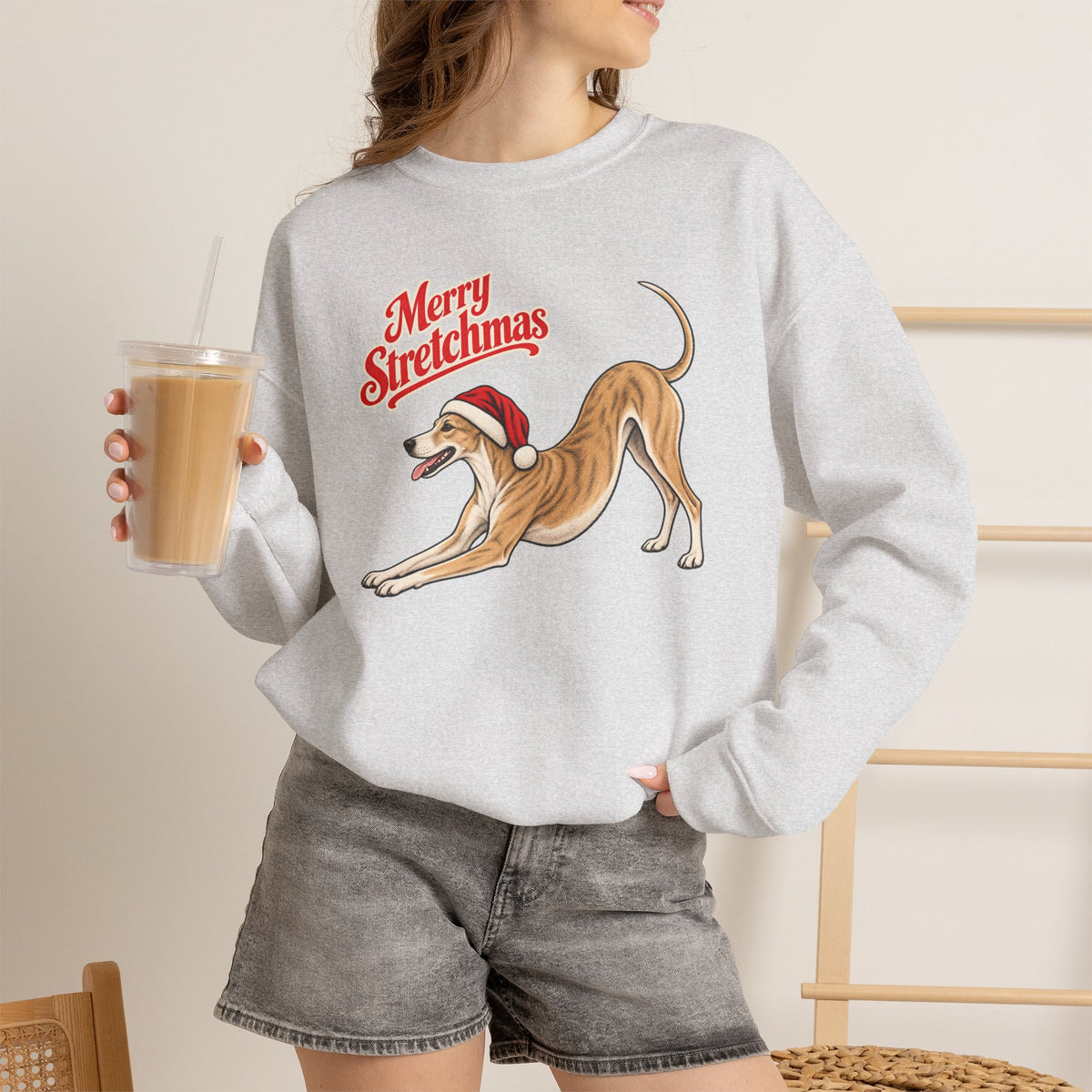 Whippet Christmas Sweatshirt | Merry Stretchmas