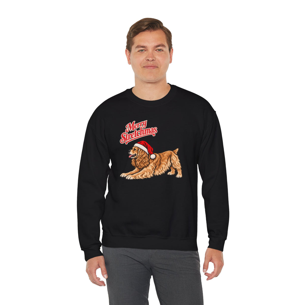 American Cocker Spaniel Christmas Sweatshirt | Merry Stretchmas (Docked Tail)